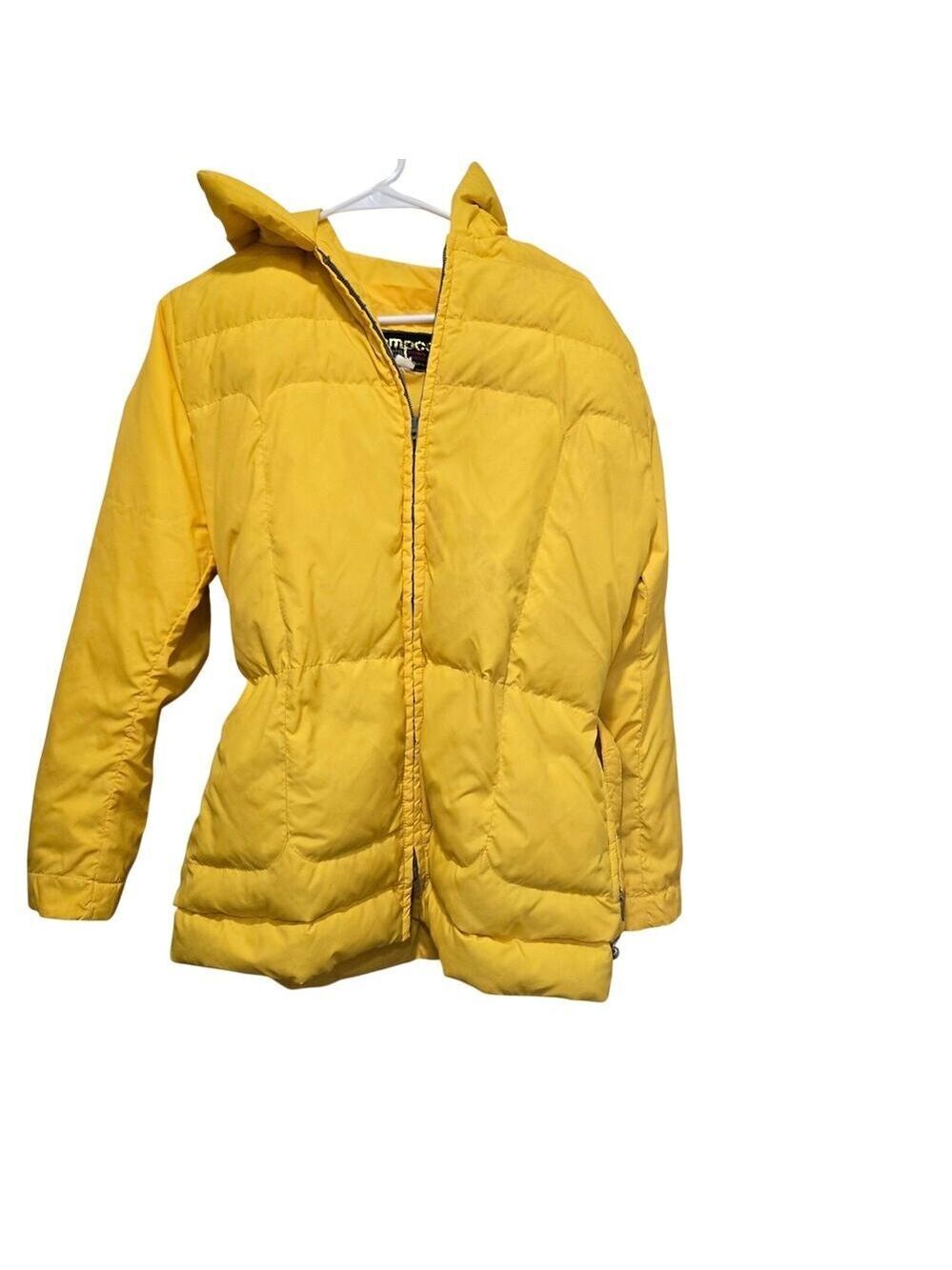 Tempco Yellow Down Puffer Jacket Size 14 Runs Small Hooded